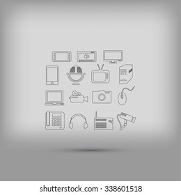 series icons vector set and mobile devices