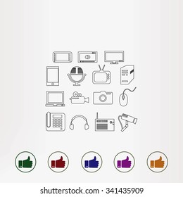 series icons vector set and mobile devices