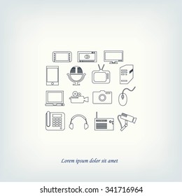 series icons vector set and mobile devices