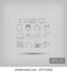 series icons vector set and mobile devices