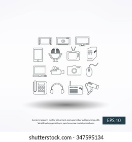 series icons vector set and mobile devices