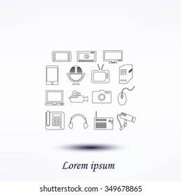 series icons vector set and mobile devices