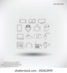 series icons vector set and mobile devices