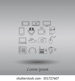 series icons vector set and mobile devices