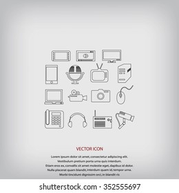 series icons vector set and mobile devices