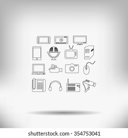 series icons vector set and mobile devices