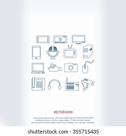series icons vector set and mobile devices
