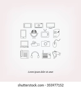 series icons vector set and mobile devices