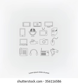 series icons vector set and mobile devices