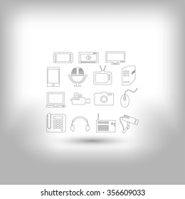 series icons vector set and mobile devices