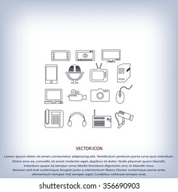 series icons vector set and mobile devices