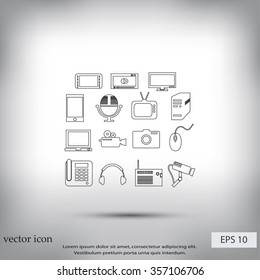 series icons vector set and mobile devices