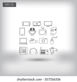 series icons vector set and mobile devices