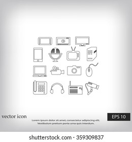 series icons vector set and mobile devices