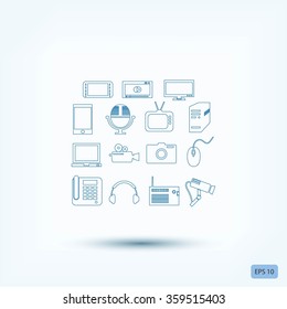 series icons vector set and mobile devices
