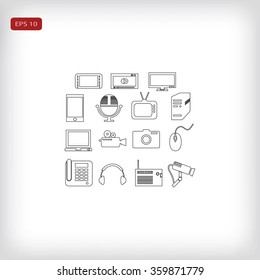 series icons vector set and mobile devices