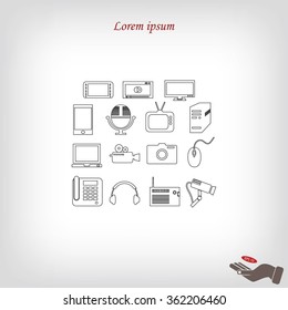series icons vector set and mobile devices