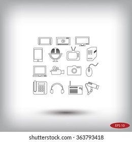 series icons vector set and mobile devices