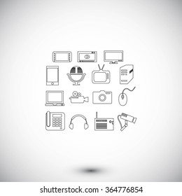series icons vector set and mobile devices