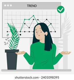 A series of illustrations that represent various diagrams that professionals show to help visualize information to improve understanding for users. Line chart, Bar chart, Scatter chart. Diagrams for a