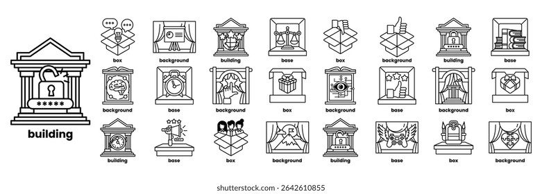 A series of images with a key on the left and a building on the right. The key is a symbol for unlocking something