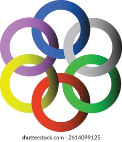 A series of interlocking colored rings