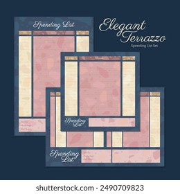 Series of journals and planner paper page for all stationary enthusiasts in beautiful terrazzo granite texture