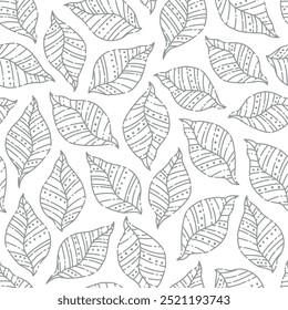 Series of leaves pattern motif in simple scandinavian outline line for textile fabric wallpaper paper wrap print