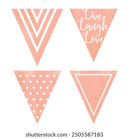 Series of Live, Laugh, Love quotes sweet words decoration in hand drawing vintage rustic style for wall poster sticker, collage, journal, etc