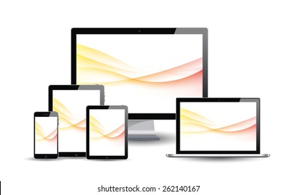 Series of Modern Digital devices Electronic vector. Colorful background. Vector illustration.