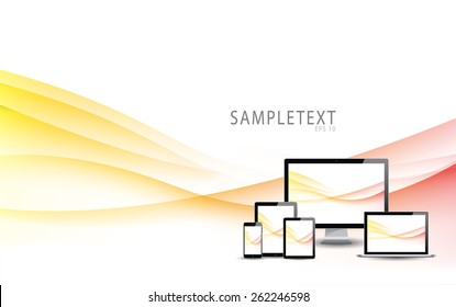 Series of Modern Digital devices Electronic vector. Colorful background. Vector illustration.
