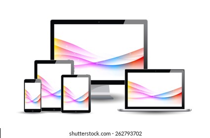 Series of Modern Digital devices Electronic vector. Colorful background. Vector illustration.