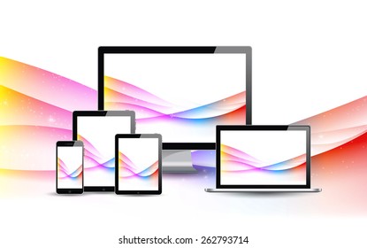 Series of Modern Digital devices Electronic vector. Colorful background. Vector illustration.