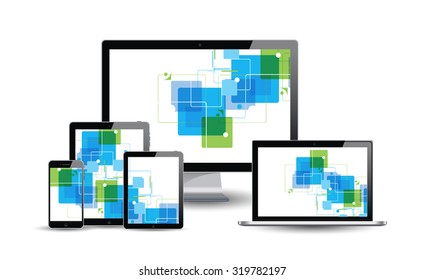 Series of Modern Digital devices Electronic vector. info graphics background. Vector illustration.