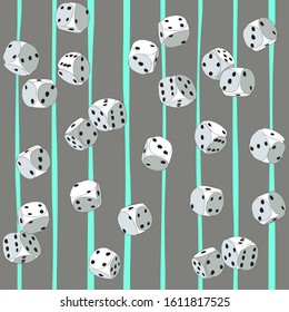 A Series of Multi-Colored Patterns With Dices. It can be used both as for the front side of the fabric and as well as for the inside  to emphasize the uniqueness and modernity of your products.