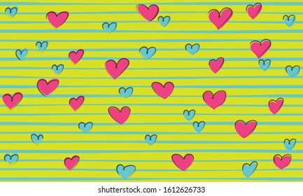 The Series of Multi-Colored Patterns With Hearts. It can be used for fabric and ideal for gift paper