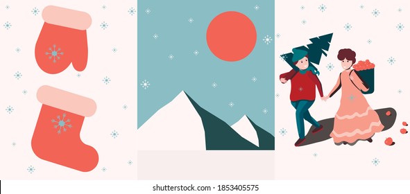 a series of new year's cards for the new year 2021