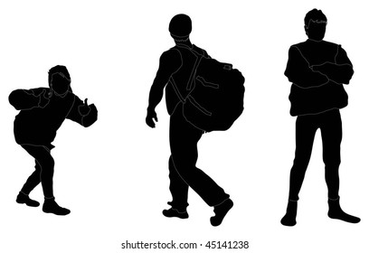 Series of outdoor people posing, walking and standing