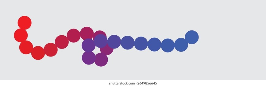 A series of overlapping circles arranged in a wavy line across a light gray background. 