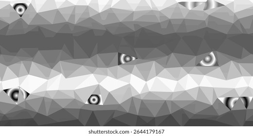A series of overlapping grey polygonal shapes creates a low poly pattern.