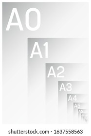 A Series Paper Sizes with labels. Simple flat vector illustration.