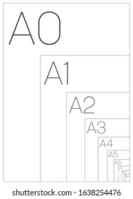 A Series Paper Sizes with labels. Simple flat vector illustration.