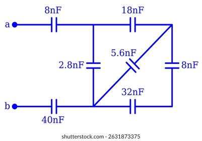 Series Parallel Capacitor Circuit Diagram Electronics illustration For various educational projects 