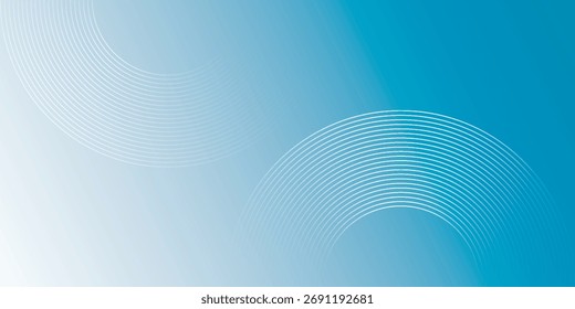 A series of parallel white lines forming a wave shape, set against a gradient blue background.