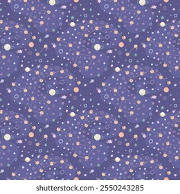 Series of patterns "Space Apples". Seamless pattern on a dark background