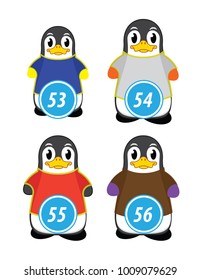 series of penguins numbered from one to one hundred, with different personalities and editable vector outfits for classroom and children's learning