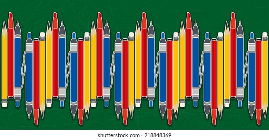 series of pens and pencils