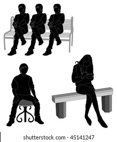 Series of people sitting outside (silhouette)
