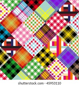 a series of plaids and checks done like a patchwork quilt
