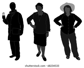 Series of posed people (with cellphone and Texan hat)